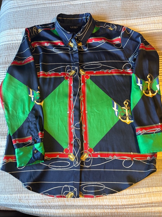 Lauren Ralph Lauren Tops - Lauren Ralph Lauren Navy, Green & Red Nautical Print Button-Up Shirt
